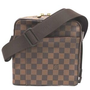 Louis Vuitton Olaf Shoulder Bag Brown Damier Ebene Brown Leather